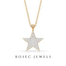 Star Diamond Cluster Pendant Necklace in Pave Setting Diamond - ( HI-SI ) - Color and Clarity - Rosec Jewels