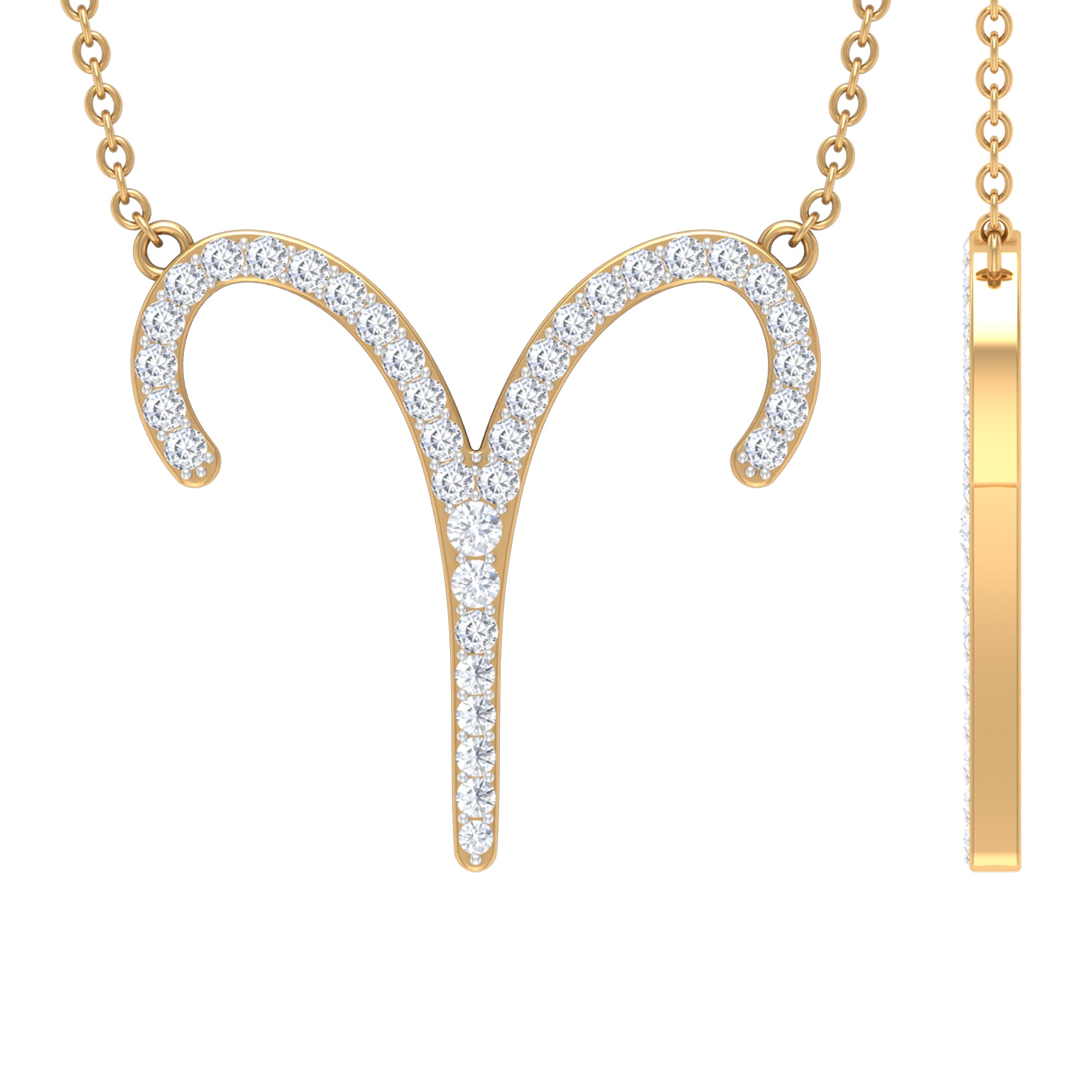 Cubic Zirconia Aries Zodiac Necklace Zircon - ( AAAA ) - Quality - Rosec Jewels