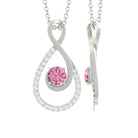 Pink Tourmaline and Diamond Teardrop Pendant Necklace Pink Tourmaline - ( AAA ) - Quality - Rosec Jewels