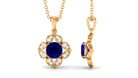 Antique Style Natural Blue Sapphire Bridal Pendant with Diamond Blue Sapphire - ( AAA ) - Quality - Rosec Jewels