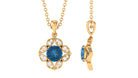 Antique Style Natural London Blue Topaz Bridal Pendant with Diamond London Blue Topaz - ( AAA ) - Quality - Rosec Jewels