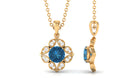 Antique Style Natural London Blue Topaz Bridal Pendant with Diamond London Blue Topaz - ( AAA ) - Quality - Rosec Jewels