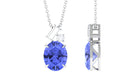 Claw Set Oval Tanzanite and Diamond Cluster Pendant Tanzanite - ( AAA ) - Quality - Rosec Jewels