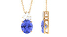 Claw Set Oval Tanzanite and Diamond Cluster Pendant Tanzanite - ( AAA ) - Quality - Rosec Jewels