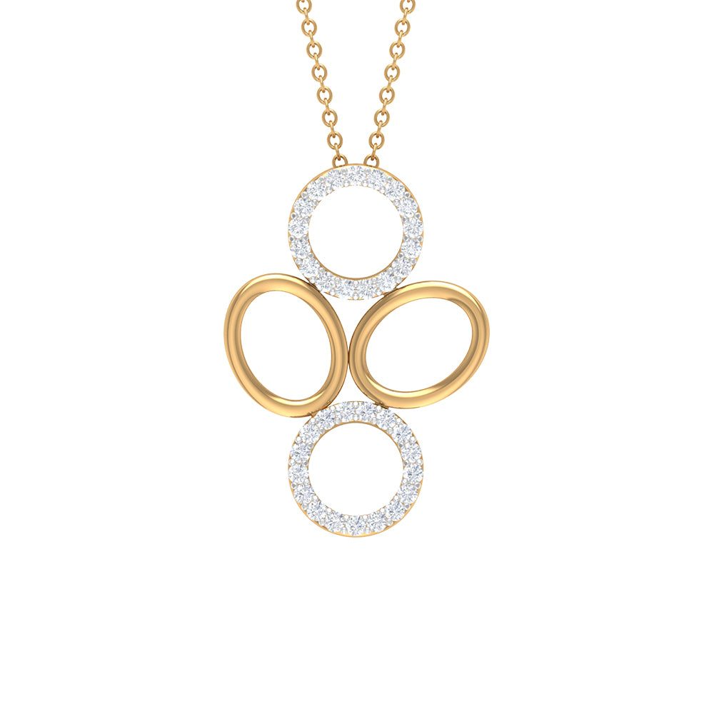 Diamond Contemporary Pendant Necklace in Two Tone Gold Diamond - ( HI-SI ) - Color and Clarity - Rosec Jewels