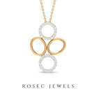 Diamond Contemporary Pendant Necklace in Two Tone Gold Diamond - ( HI-SI ) - Color and Clarity - Rosec Jewels