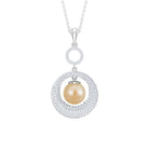 Round South Sea Pearl and Moissanite Dangle Pendant South Sea Pearl - ( AAA ) - Quality - Rosec Jewels