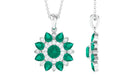 Emerald and Diamond Flower Statement Pendant Necklace Emerald - ( AAA ) - Quality - Rosec Jewels