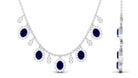 Oval Cut Blue Sapphire and Diamond Bridal Station Chain Necklace Blue Sapphire - ( AAA ) - Quality - Rosec Jewels