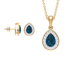 Pear Cut London Blue Topaz and Diamond Classic jewelry Set London Blue Topaz - ( AAA ) - Quality - Rosec Jewels