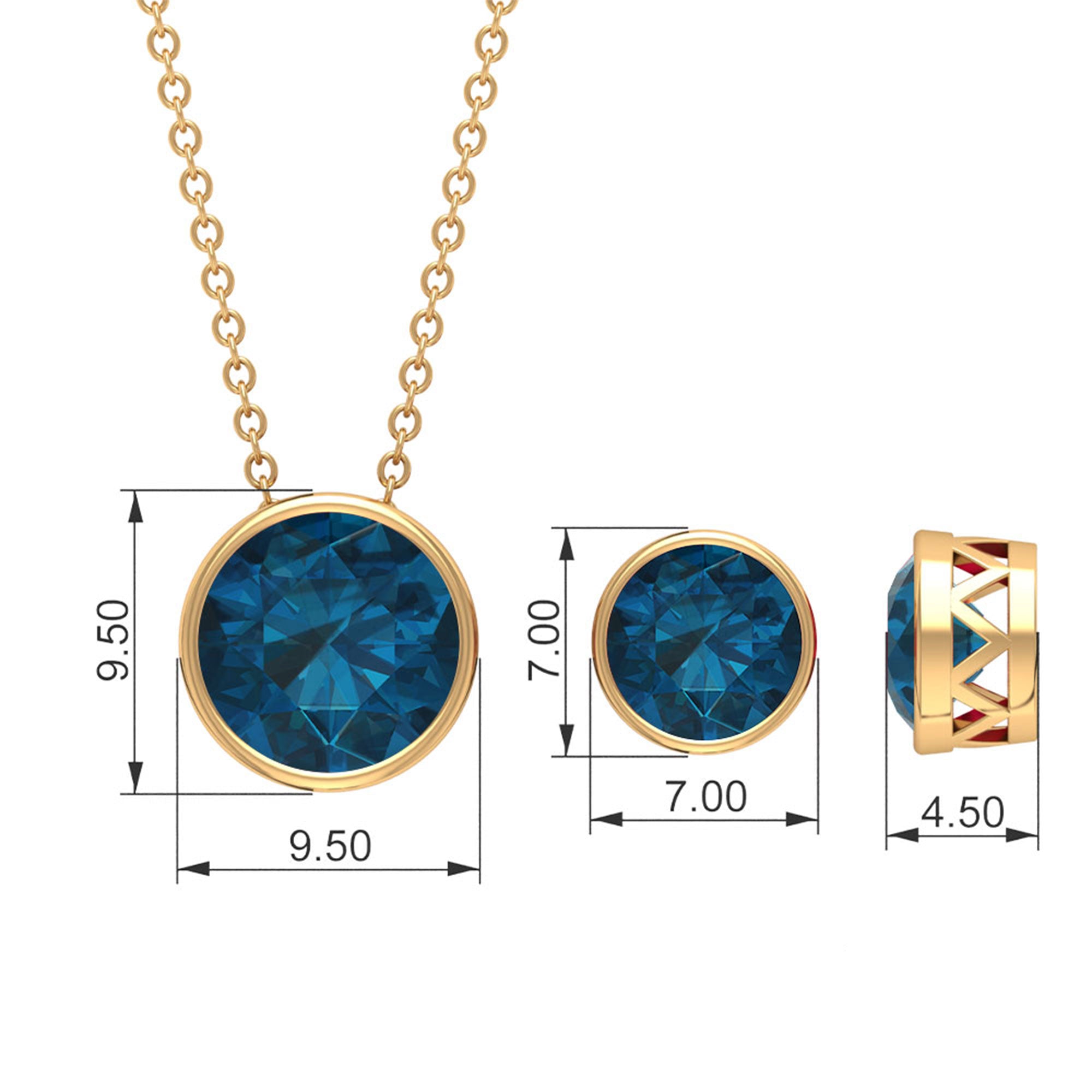 Round Cut London Blue Topaz Solitaire Jewelry Set in Bezel Setting London Blue Topaz - ( AAA ) - Quality - Rosec Jewels