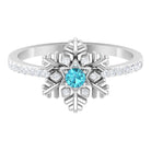 0.25 CT Swiss Blue Topaz and Diamond Snowflake Ring in Prong Setting Swiss Blue Topaz - ( AAA ) - Quality - Rosec Jewels