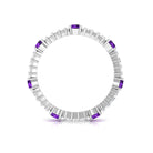 Baguette Cut Moissanite and Round Amethyst Eternity Ring in Prong Setting Amethyst - ( AAA ) - Quality - Rosec Jewels