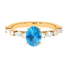 2 CT Oval Cut Swiss Blue Topaz Solitaire Engagement Ring with Moissanite Swiss Blue Topaz - ( AAA ) - Quality - Rosec Jewels