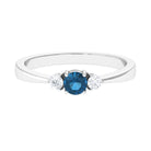 1/2 CT London Blue Topaz Promise Ring with Diamond London Blue Topaz - ( AAA ) - Quality - Rosec Jewels