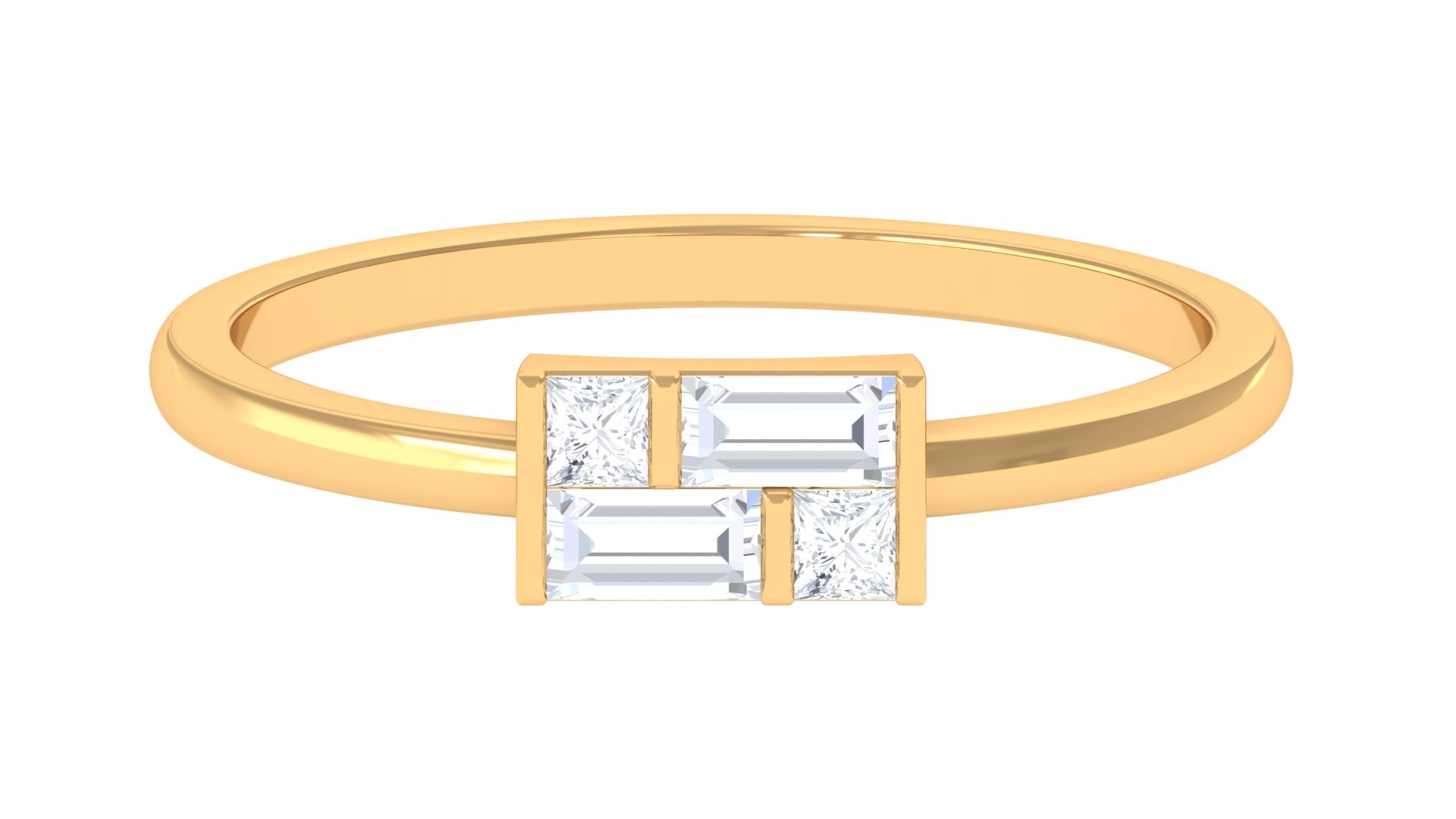 1/2 CT Simple Diamond Gold Promise Ring in Bar Setting Diamond - ( HI-SI ) - Color and Clarity - Rosec Jewels