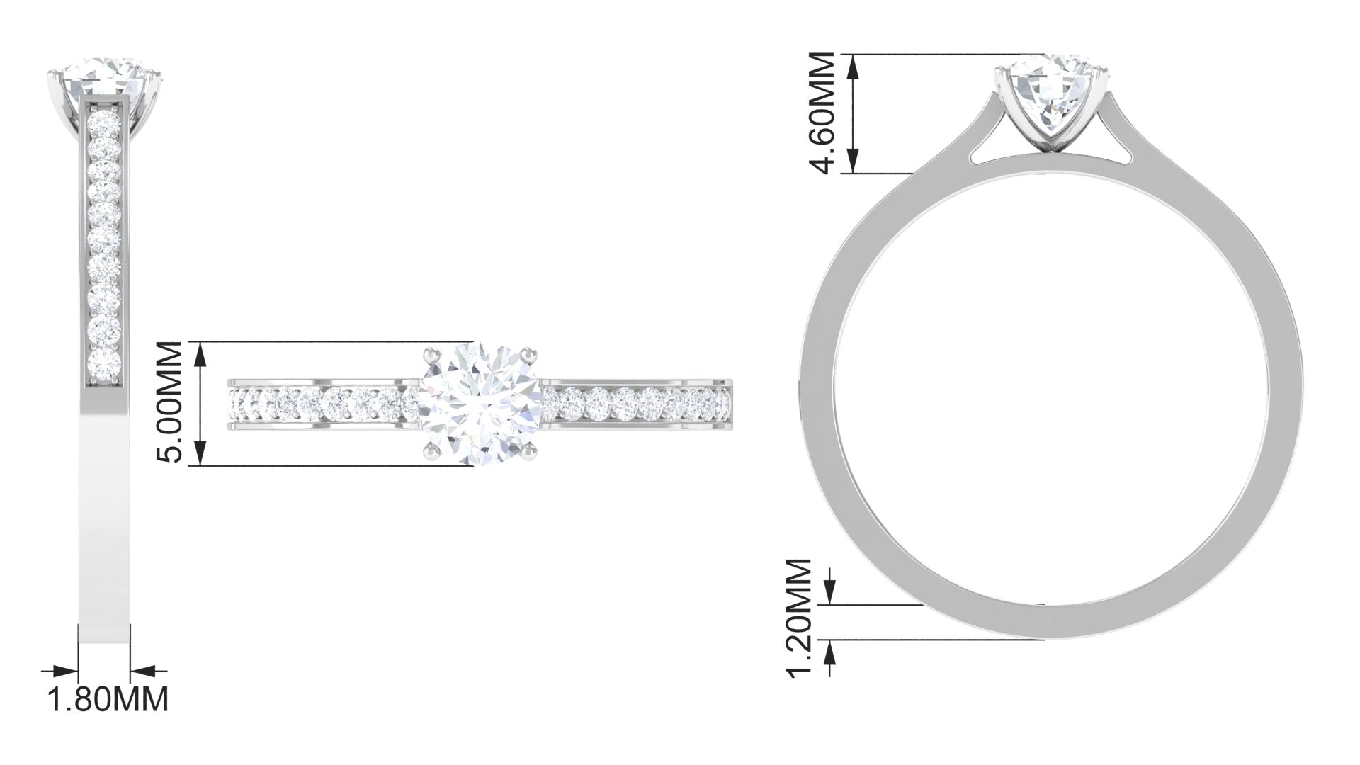 1/2 CT Natural Diamond Solitaire Engagement Ring in Gold Diamond - ( HI-SI ) - Color and Clarity - Rosec Jewels