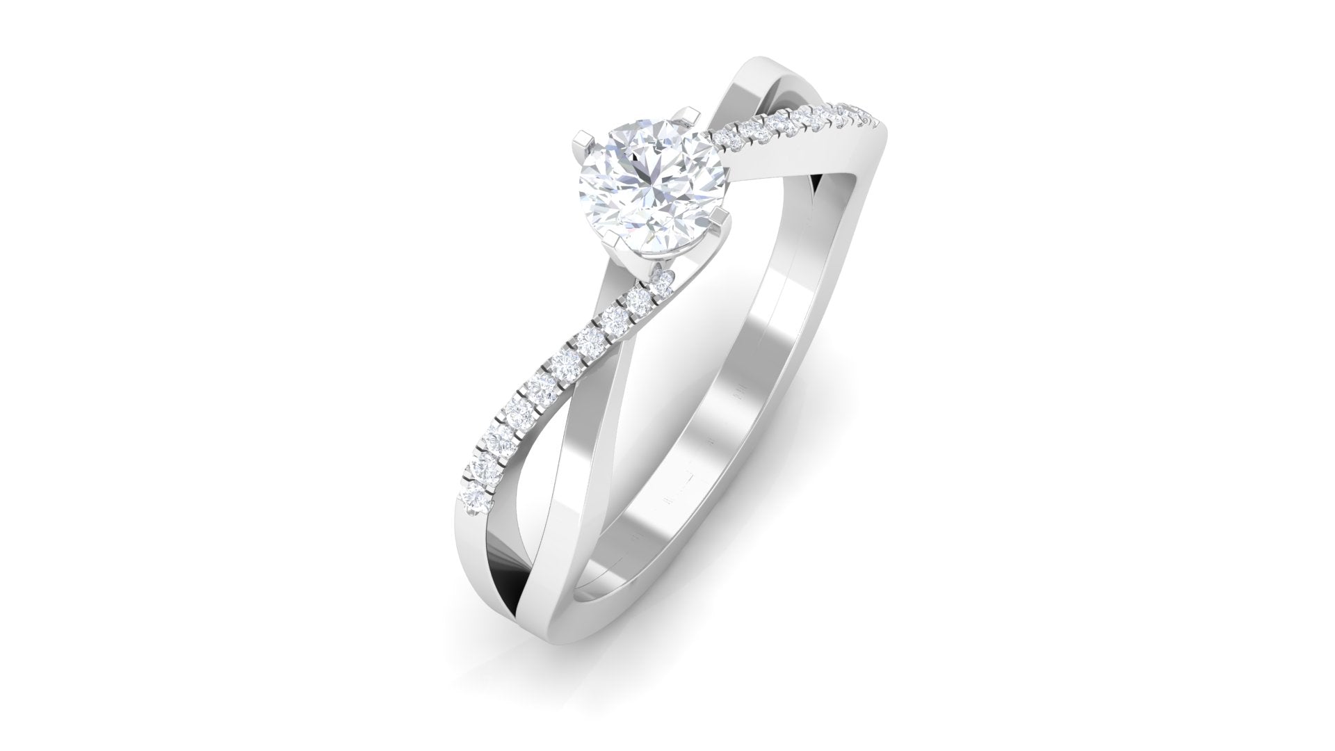 1/2 CT Pure Diamond Bypass Engagement Ring with Infinity Shank Diamond - ( HI-SI ) - Color and Clarity - Rosec Jewels