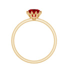 Round Lab-Created Ruby Solitaire Ring in Lotus Basket Setting Lab Created Ruby - ( AAAA ) - Quality - Rosec Jewels