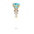 2.5 CT Cushion Cut Swiss Blue Topaz Solitaire with Diamond Two Tone Ring Swiss Blue Topaz - ( AAA ) - Quality - Rosec Jewels