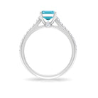 2.50 CT Emerald Cut Swiss Blue Topaz Solitaire with Diamond Side Stone Ring Swiss Blue Topaz - ( AAA ) - Quality - Rosec Jewels