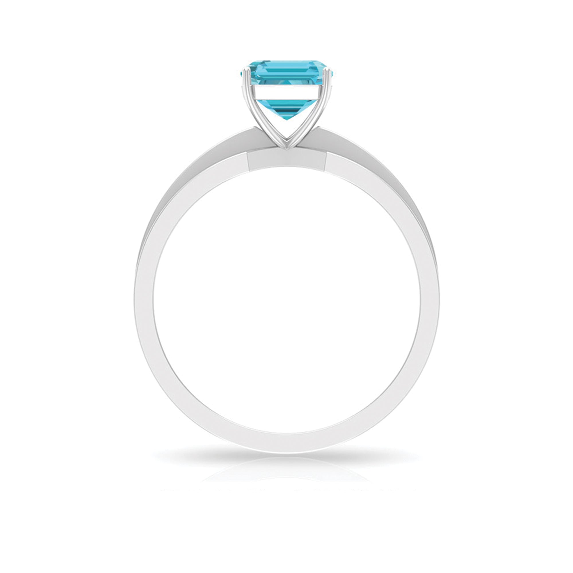 6X8 MM Emerald Cut Swiss Blue Topaz Solitaire with Diamond Two Tone Ring Swiss Blue Topaz - ( AAA ) - Quality - Rosec Jewels