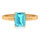 6X8 MM Octagon Cut Swiss Blue Topaz Solitaire Ring Swiss Blue Topaz - ( AAA ) - Quality - Rosec Jewels