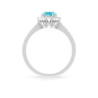 8X6 MM Oval Shape Swiss Blue Topaz Solitaire with Diamond Halo Ring Swiss Blue Topaz - ( AAA ) - Quality - Rosec Jewels