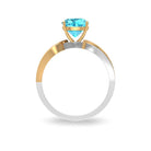 1.50 CT Two Tone Cushion Cut Swiss Blue Topaz Solitaire with Diamond Split Shank Ring Swiss Blue Topaz - ( AAA ) - Quality - Rosec Jewels