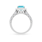 4 CT Asscher Cut Swiss Blue Topaz Vintage Engagement Ring with Moissanite Accent Swiss Blue Topaz - ( AAA ) - Quality - Rosec Jewels