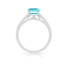 2.50 CT Asscher Cut Swiss Blue Topaz Solitaire Ring with Diamond Accents Swiss Blue Topaz - ( AAA ) - Quality - Rosec Jewels