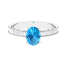 Classic Solitaire Ring with 1.75 CT Swiss Blue Topaz and Moissanite Swiss Blue Topaz - ( AAA ) - Quality - Rosec Jewels