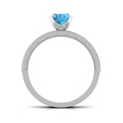 Classic Solitaire Ring with 1.75 CT Swiss Blue Topaz and Moissanite Swiss Blue Topaz - ( AAA ) - Quality - Rosec Jewels