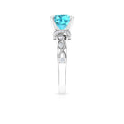 2.50 CT Swiss Blue Topaz Milgrain Solitaire Ring with Diamond Accents Swiss Blue Topaz - ( AAA ) - Quality - Rosec Jewels