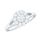 Illusion Set Round Diamond Flower Promise Ring in Split Shank Diamond - ( HI-SI ) - Color and Clarity - Rosec Jewels