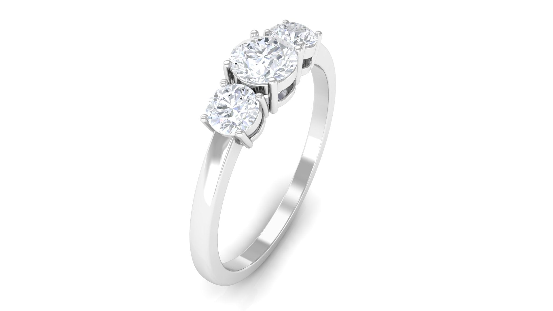 0.75 CT Round Diamond Three Stone Engagement Ring in Gold Diamond - ( HI-SI ) - Color and Clarity - Rosec Jewels