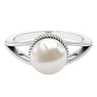 6 CT Split Shank Freshwater Pearl Solitaire Ring in Gold Rope frame Freshwater Pearl - ( AAA ) - Quality - Rosec Jewels