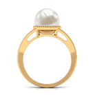 6 CT Split Shank Freshwater Pearl Solitaire Ring in Gold Rope frame Freshwater Pearl - ( AAA ) - Quality - Rosec Jewels