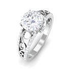 Solitaire Zircon Designer Engagement Ring in Gold Zircon - ( AAAA ) - Quality - Rosec Jewels