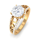 Solitaire Zircon Designer Engagement Ring in Gold Zircon - ( AAAA ) - Quality - Rosec Jewels