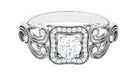 Zircon Vintage Inspired Halo Engagement Ring Zircon - ( AAAA ) - Quality - Rosec Jewels