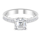 Asscher Cut Zircon Solitaire Engagement Ring Zircon - ( AAAA ) - Quality - Rosec Jewels