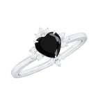 1.25 CT Heart Shape Created Black Diamond Solitaire Promise Ring with Diamond Lab Created Black Diamond - ( AAAA ) - Quality - Rosec Jewels