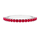 1 CT Round Shape Lab Grown Ruby and Diamond Semi Eternity Ring Lab Created Ruby - ( AAAA ) - Quality - Rosec Jewels