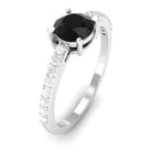 1.25 CT Black Diamond Solitaire Promise Ring with Moissanite Side Stones Black Diamond - ( AAA ) - Quality - Rosec Jewels