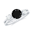 1.25 CT Real Black Diamond Solitaire Gold Double Band Ring with Moissanite Black Diamond - ( AAA ) - Quality - Rosec Jewels