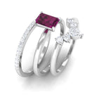 1.50 CT Natural Rhodolite and Moissanite Ring Set in Gold Rhodolite - ( AAA ) - Quality - Rosec Jewels