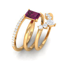 1.50 CT Natural Rhodolite and Moissanite Ring Set in Gold Rhodolite - ( AAA ) - Quality - Rosec Jewels