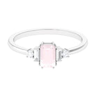 Natural Rose Quartz Solitaire Ring with Diamond Side Stones Rose Quartz - ( AAA ) - Quality - Rosec Jewels