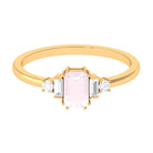 Natural Rose Quartz Solitaire Ring with Diamond Side Stones Rose Quartz - ( AAA ) - Quality - Rosec Jewels